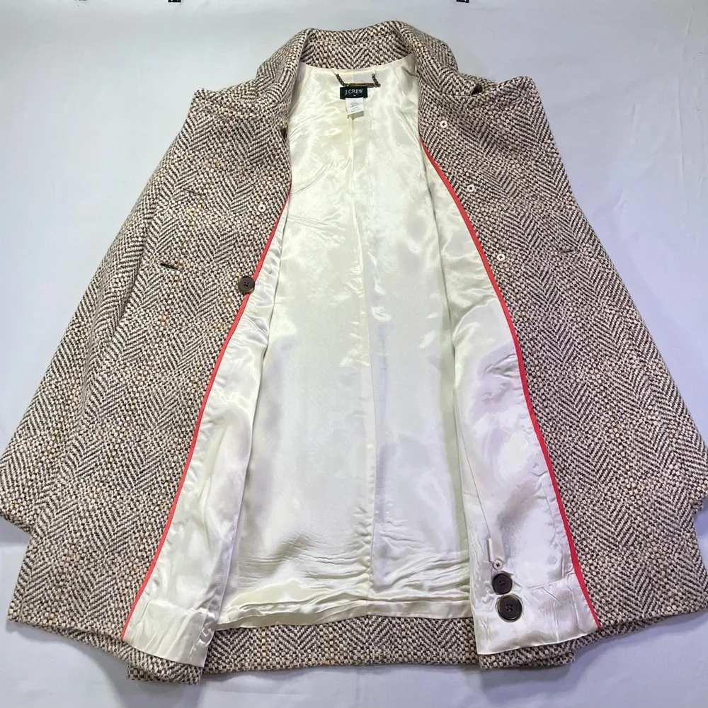 J. Crew Vintage Inspired Wool Blend Tweed Swing Jacket Coat - Brown Cream - 4 - Picture 2 of 8